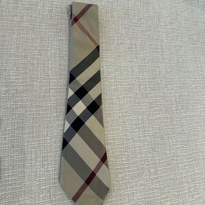 Burberry Beige and Black Plaid Tie